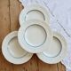 4 vintage ivory earthenware deep plates – double blue borders