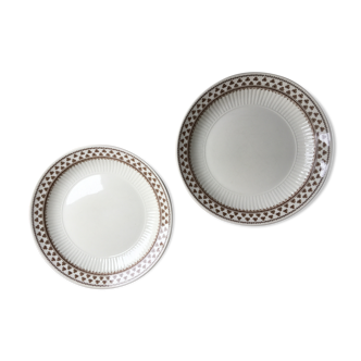 Pair of dessert plates Terre de Fer pattern Adams clover pattern "Sharon"