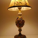 Lamp or night light bronze and ceramic glazed flowers