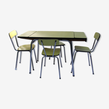 Ensemble table et chaise en formica jaune