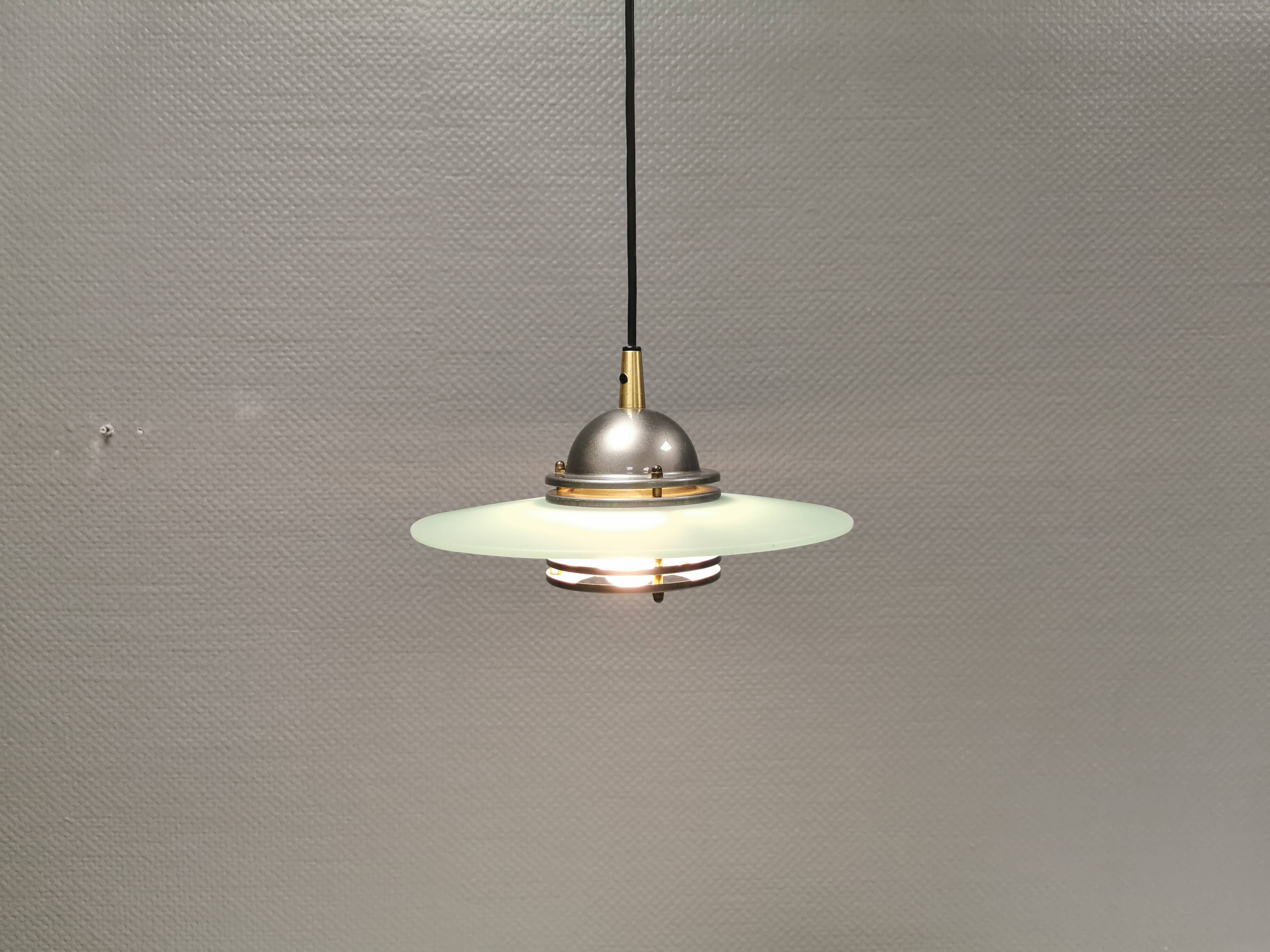 Hanging lamp in metal and painted glass by Swedish Belid, estimated 1980-90s