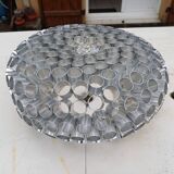 Vintage aluminum + glass pendant light