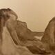 Tableau Aquarelle signé nu féminin au fauteuil