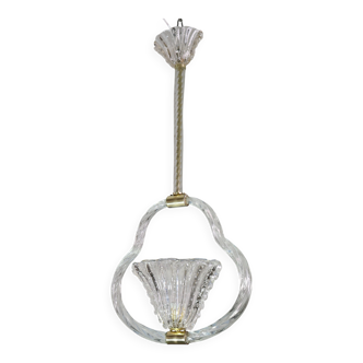 Charming Ercole Barovier Art Deco Chandelier, 'Bullicante' Glass Murano, 1940s
