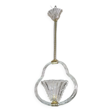Charming Ercole Barovier Art Deco Chandelier, 'Bullicante' Glass Murano, 1940s
