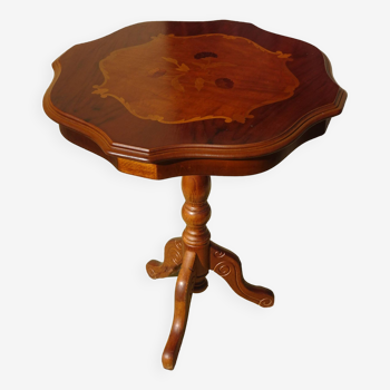 Old pedestal table with marquetry