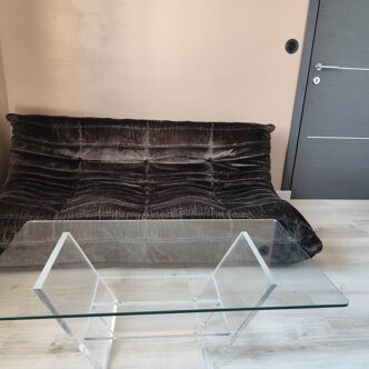 Vintage David LANGE glass & altuglas coffee table circa 1970
