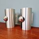Pair of Space Age wall sconces in brushed aluminium, 1970.