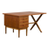 Teak and oak double-sided desk with X-shaped legs