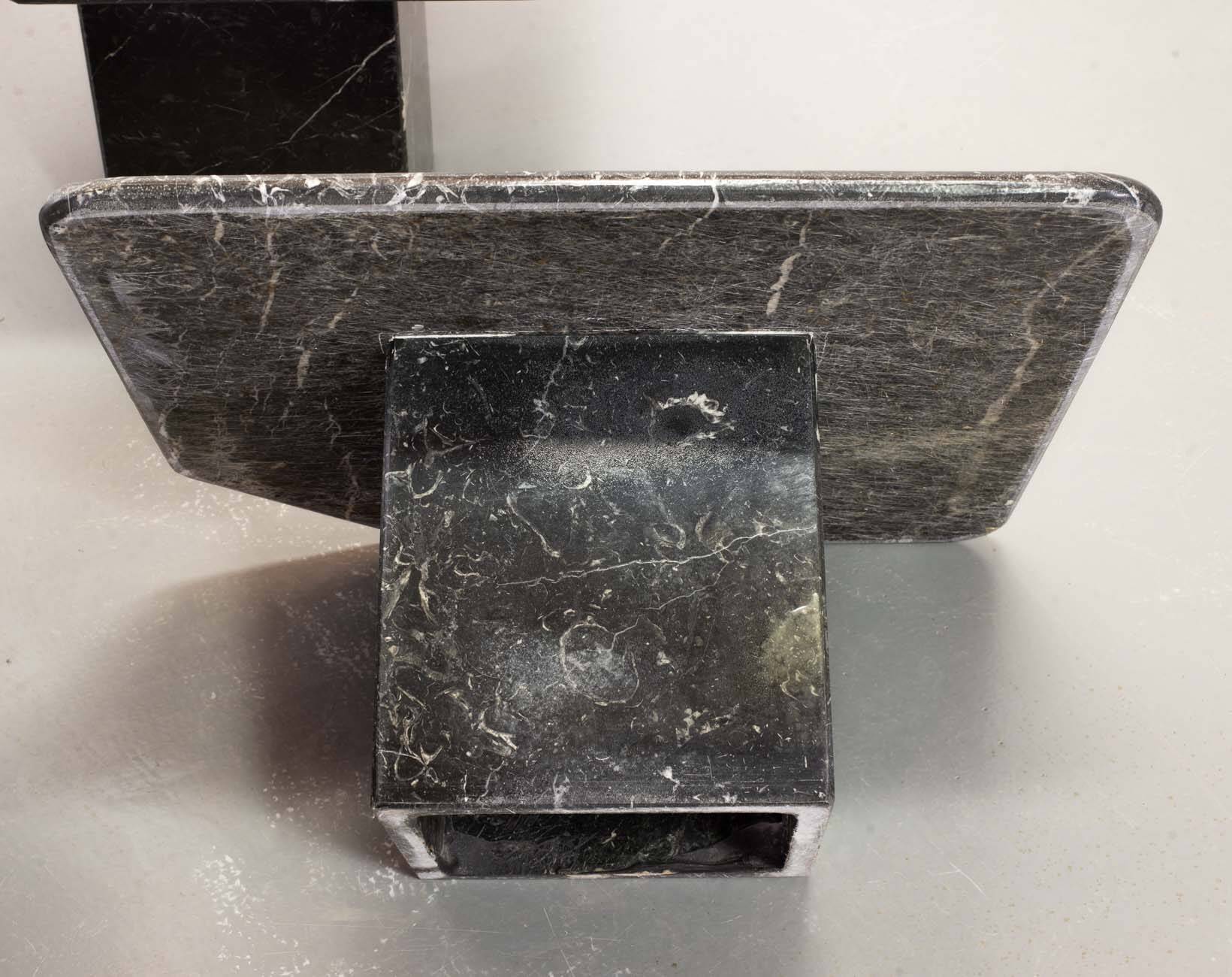 Italian Trio of Black Carrara Marble Side Tables with Oblique Angle, 1970s.