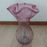 Pink bubble glass corolla vase