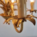 Vintage gilt metal palm chandelier, 1960s