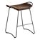 Contemporary organic sculptural bar stool in black smoked metal and dark brown leather.