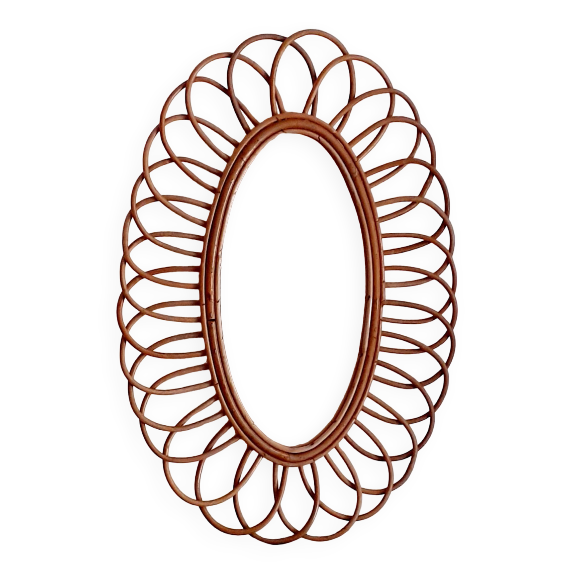 Large vintage rattan mirror