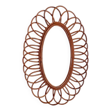 Large vintage rattan mirror