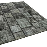 Tapis anatolien contemporain tissé à la main 180 cm x 250 cm tapis patchwork noir