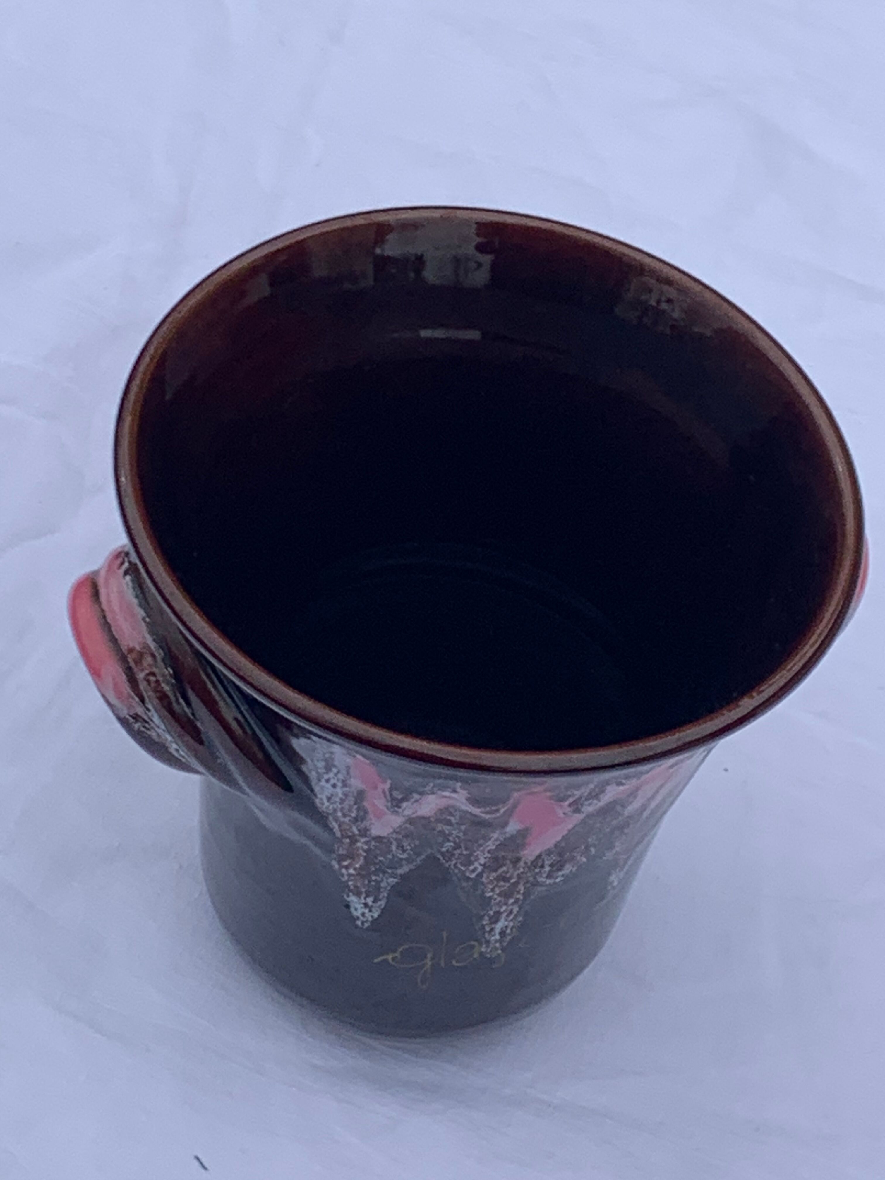 Ice bucket, vintage Vallauris glazed ceramic ice cubes