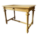 Desk table from the late 19th century, painted mustard, with turned stretcher.