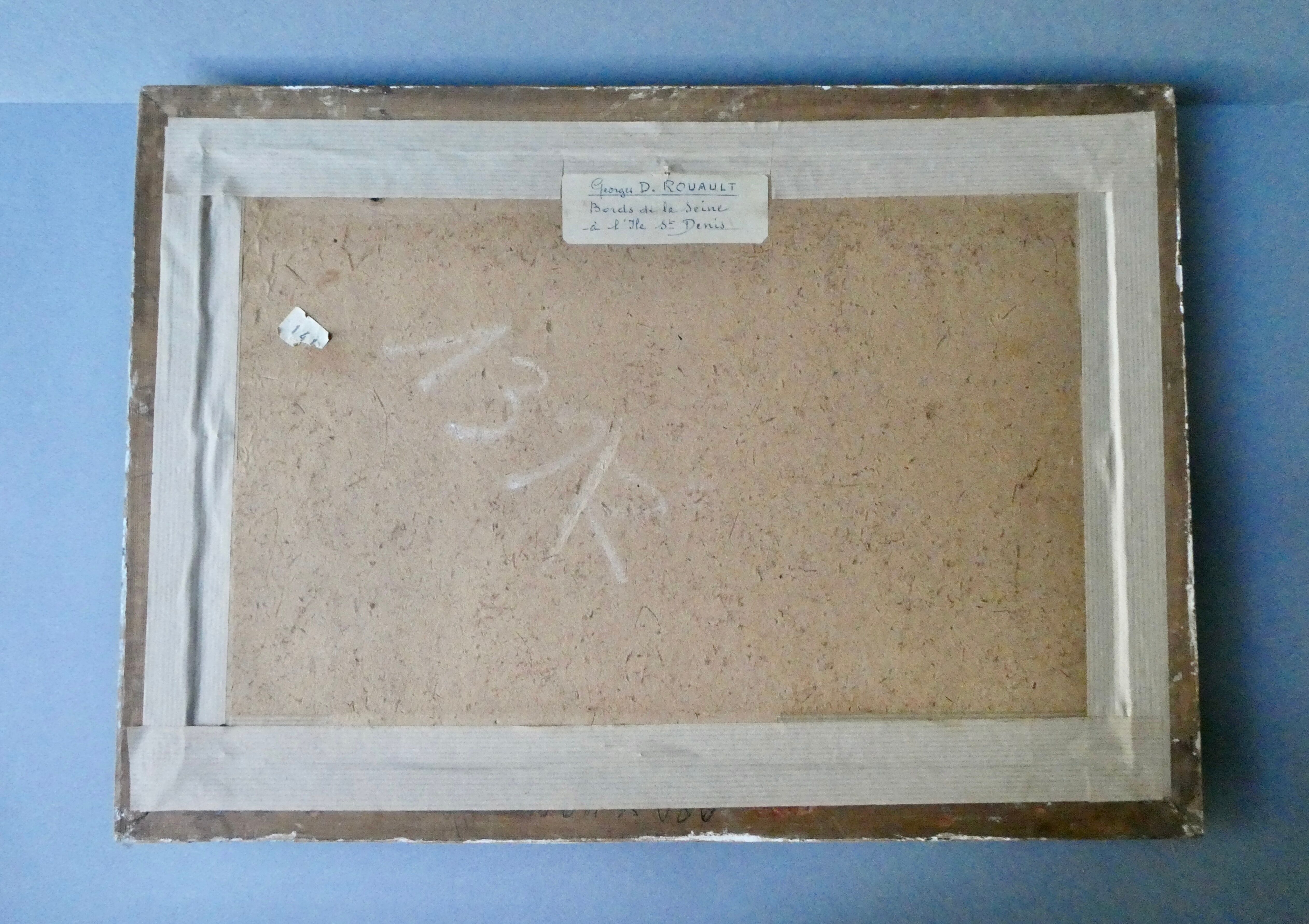 Watercolor painting of Ile Saint Denis, banks of the Seine, signed