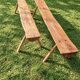 Pair of antique farmhouse benches in solid wood – brutalist style – 180 cm
