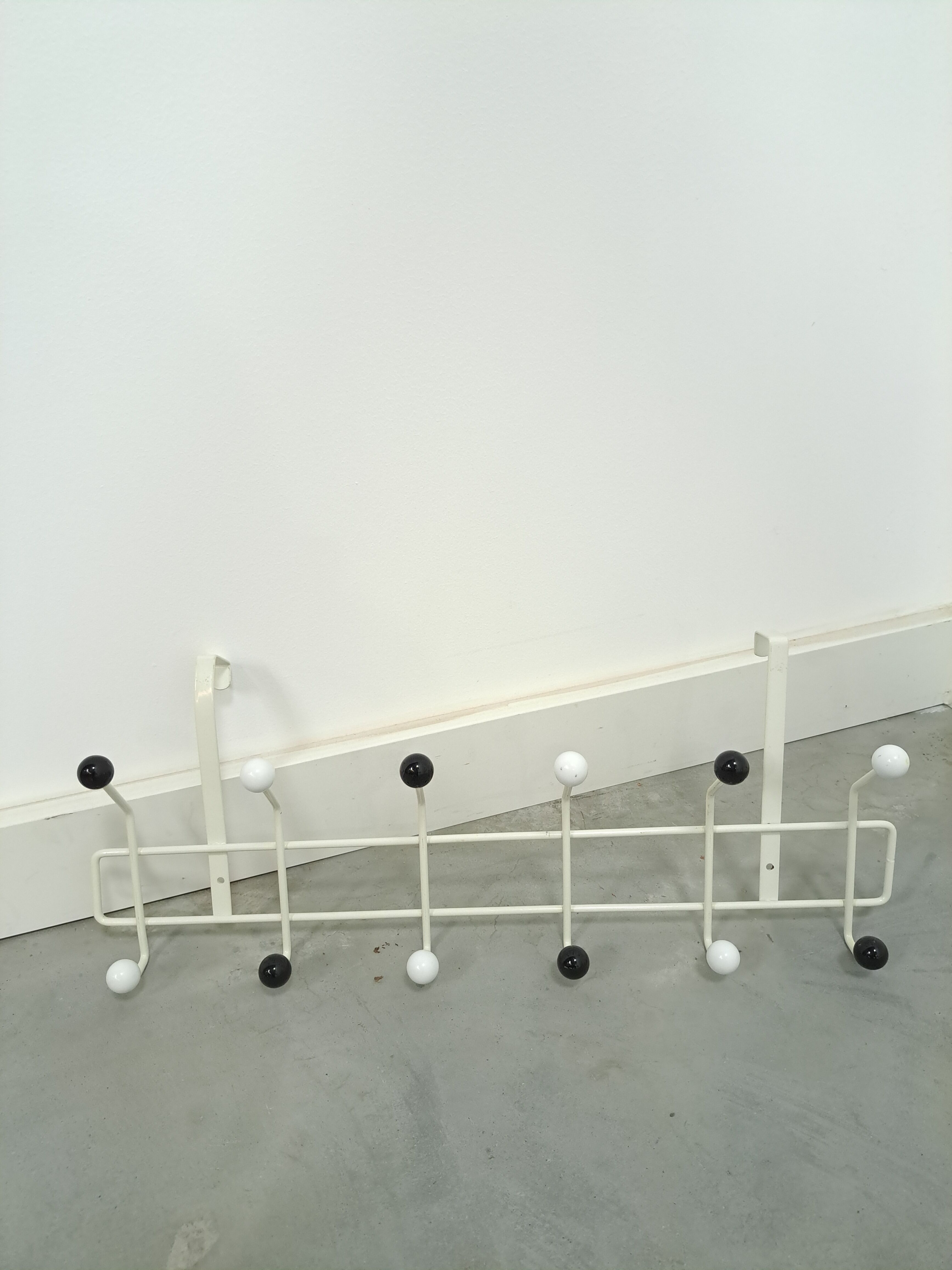 Vintage wall coat rack black white with hooks vintage
