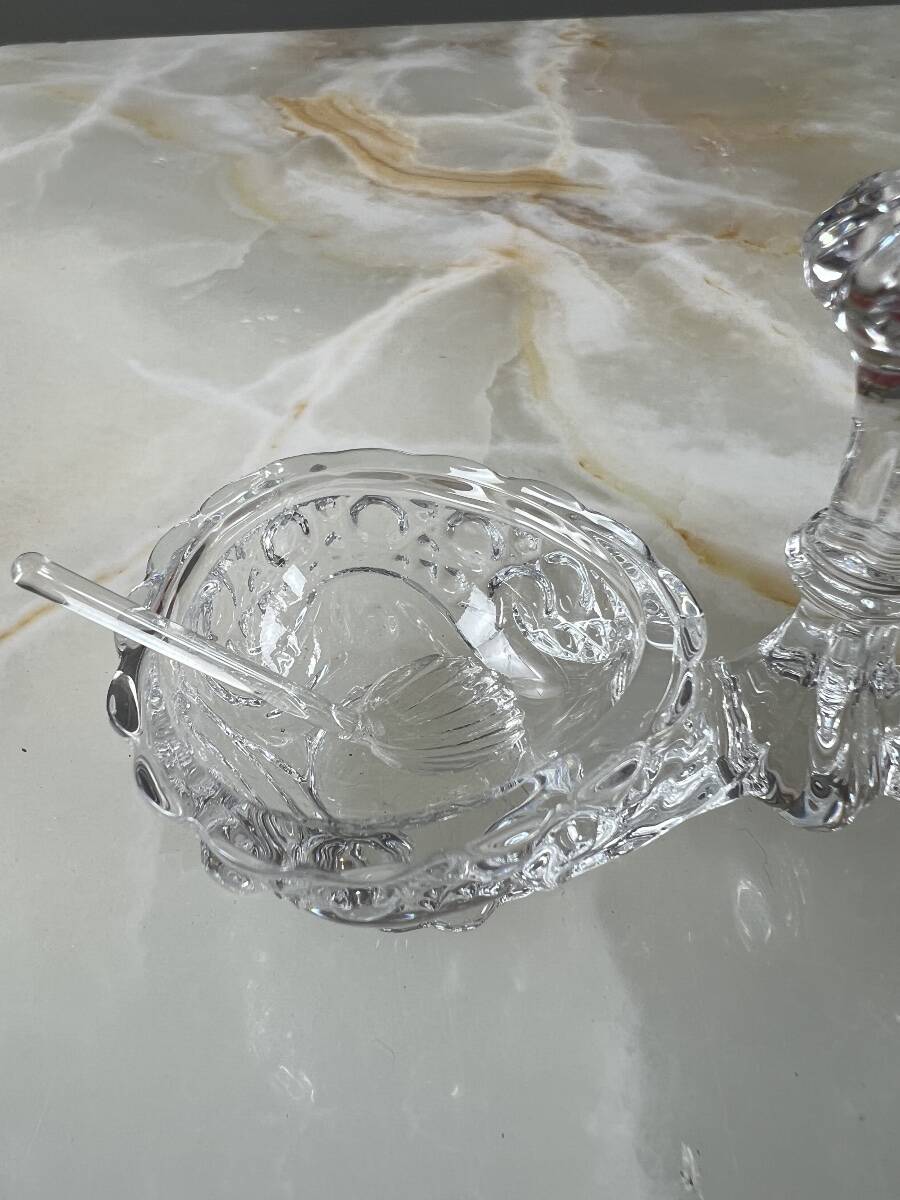 Double crystal salt cellar by Baccarat, model with cut decoration, 20th century.
