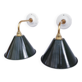 Swan neck enamelled sheet metal wall lights