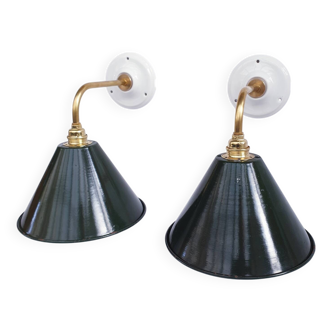 Swan neck enamelled sheet metal wall lights