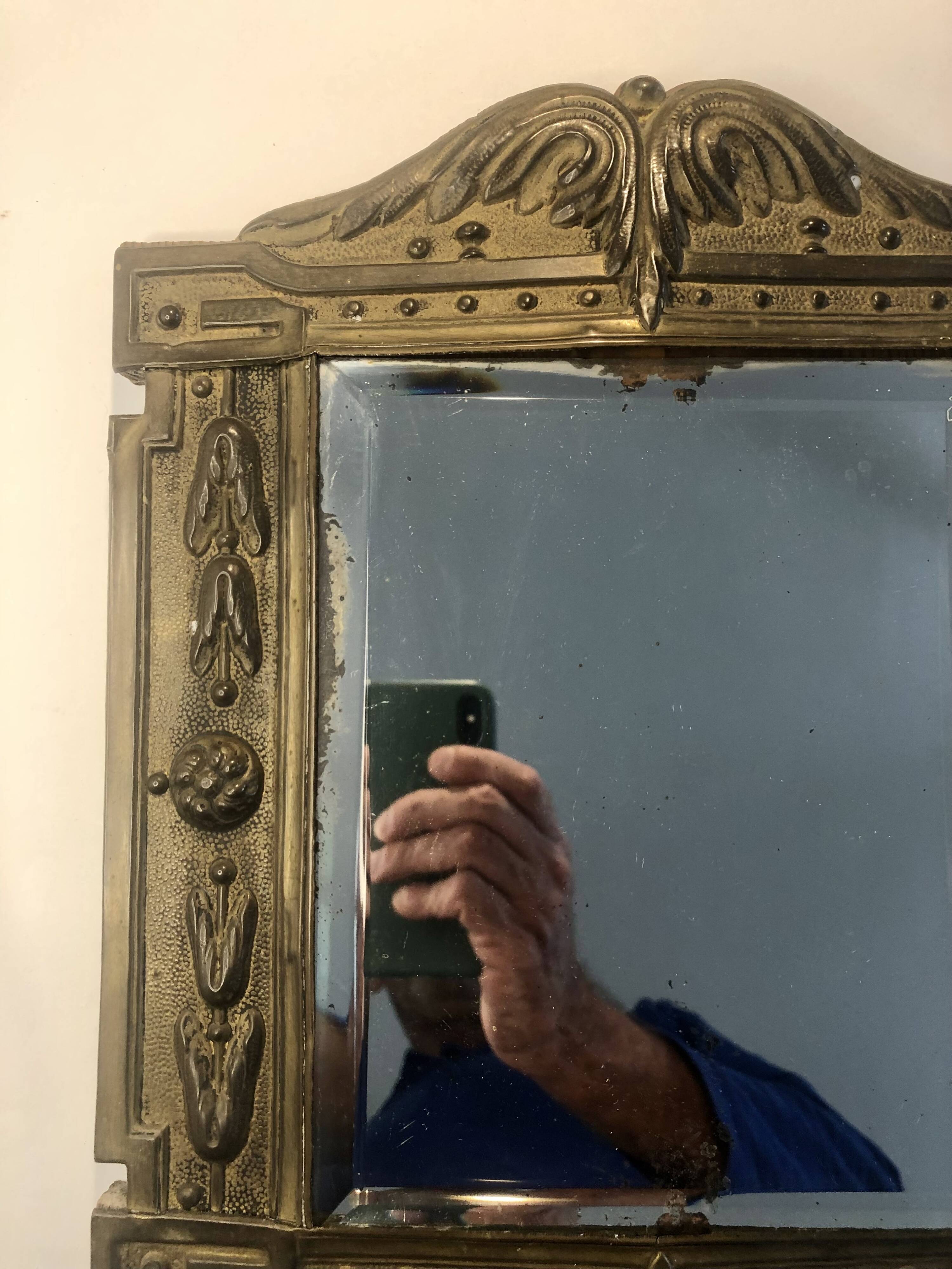 19th Century Repoussé Copper Mirror