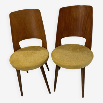 Paire de chaises Bistrot Baumann modèle Mondor vintage 1970