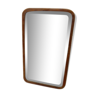 ravishing barber's mirror leather bevelled glass  8x13cm