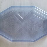 Art deco blue pressed glass tray