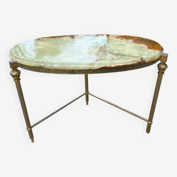 Bronze coffee table with marble top