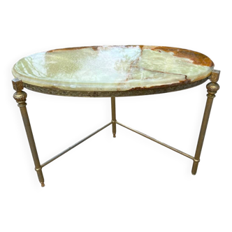 Bronze coffee table with marble top