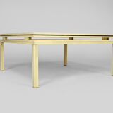 Coffee table, aluminium and brass, 1970s, by Pierre Vandel