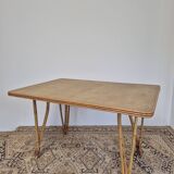 Vintage Rattan/Bamboo Dining Table with Compass Legs 1950s