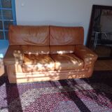 Canapé vintage cuir camel