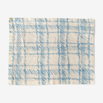 Table set plaid blue