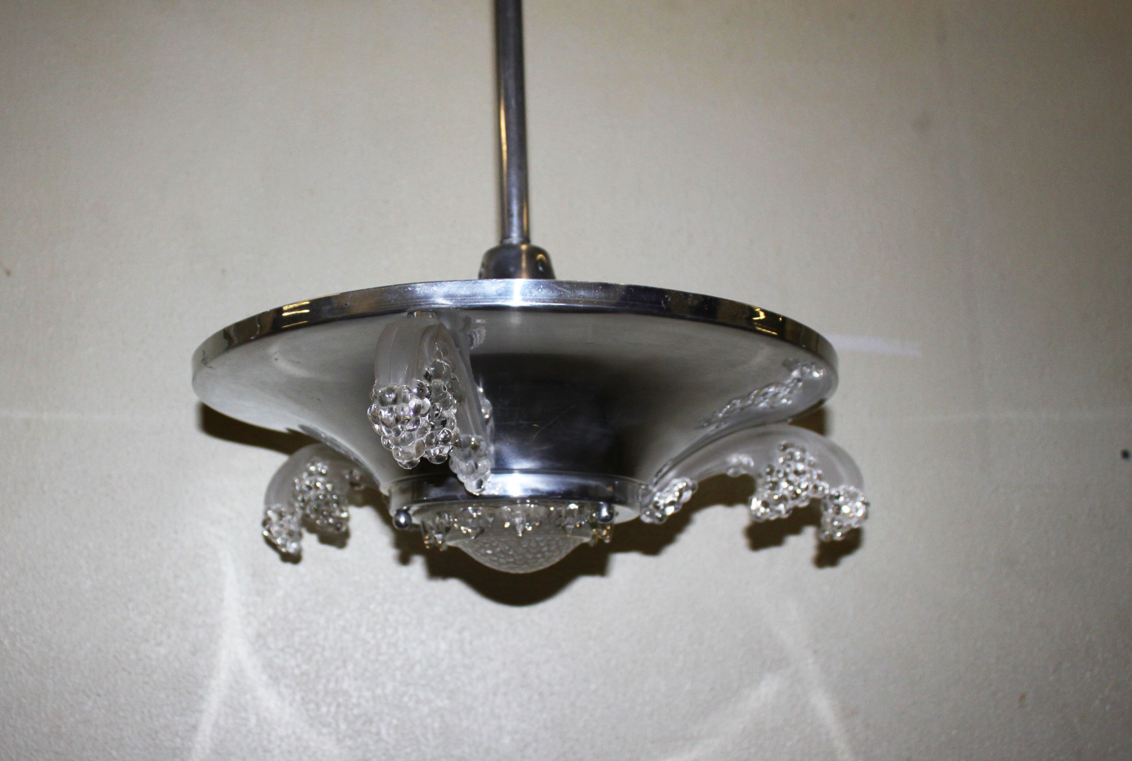 Art Deco pendant lamp by Ezan France, 2 lights 1920