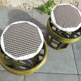 2 low bamboo stools