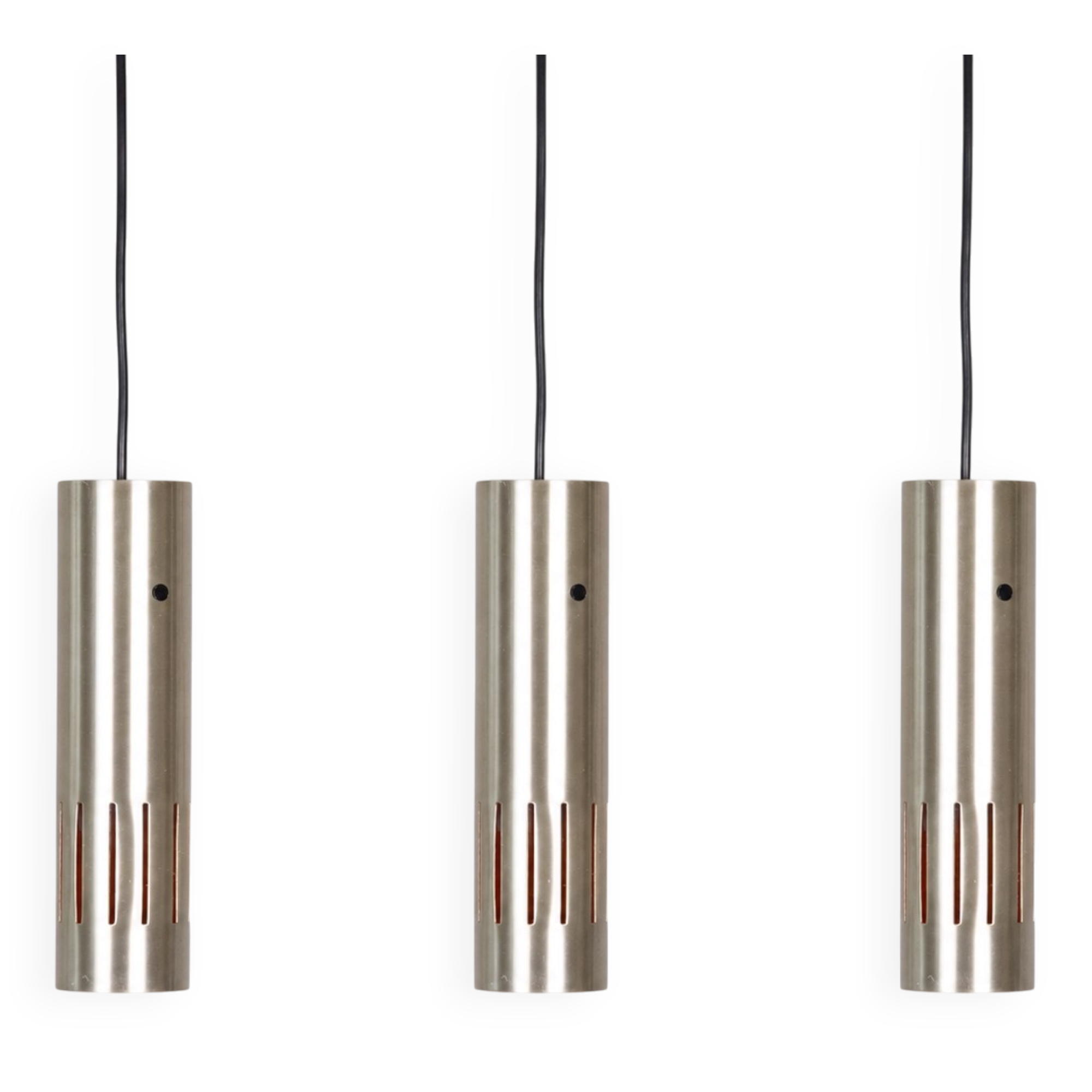 3 vintage trombone lamps from Denmark by Jo Hammerborg, Fog and Morup, 1960s.