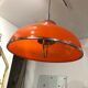 1960s Round Orange Chrome Pendant Light Guzzini style Bedroom Ceiling Lamp