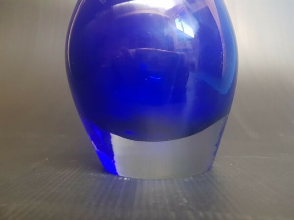 Vase bleu Murano vase soliflore meulé
