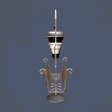 : Multifunctional magazine rack from the 50s-60s in chrome-plated metal and solid wood