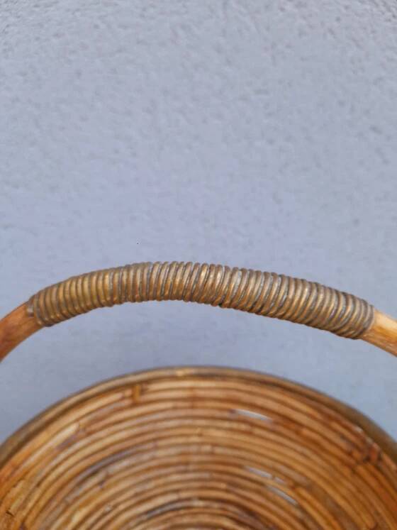 Panier en rotin et laiton 1970