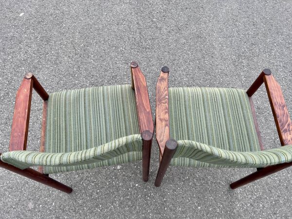 Série de chaises scandinave fauteuil chaise ottoman en palissandre