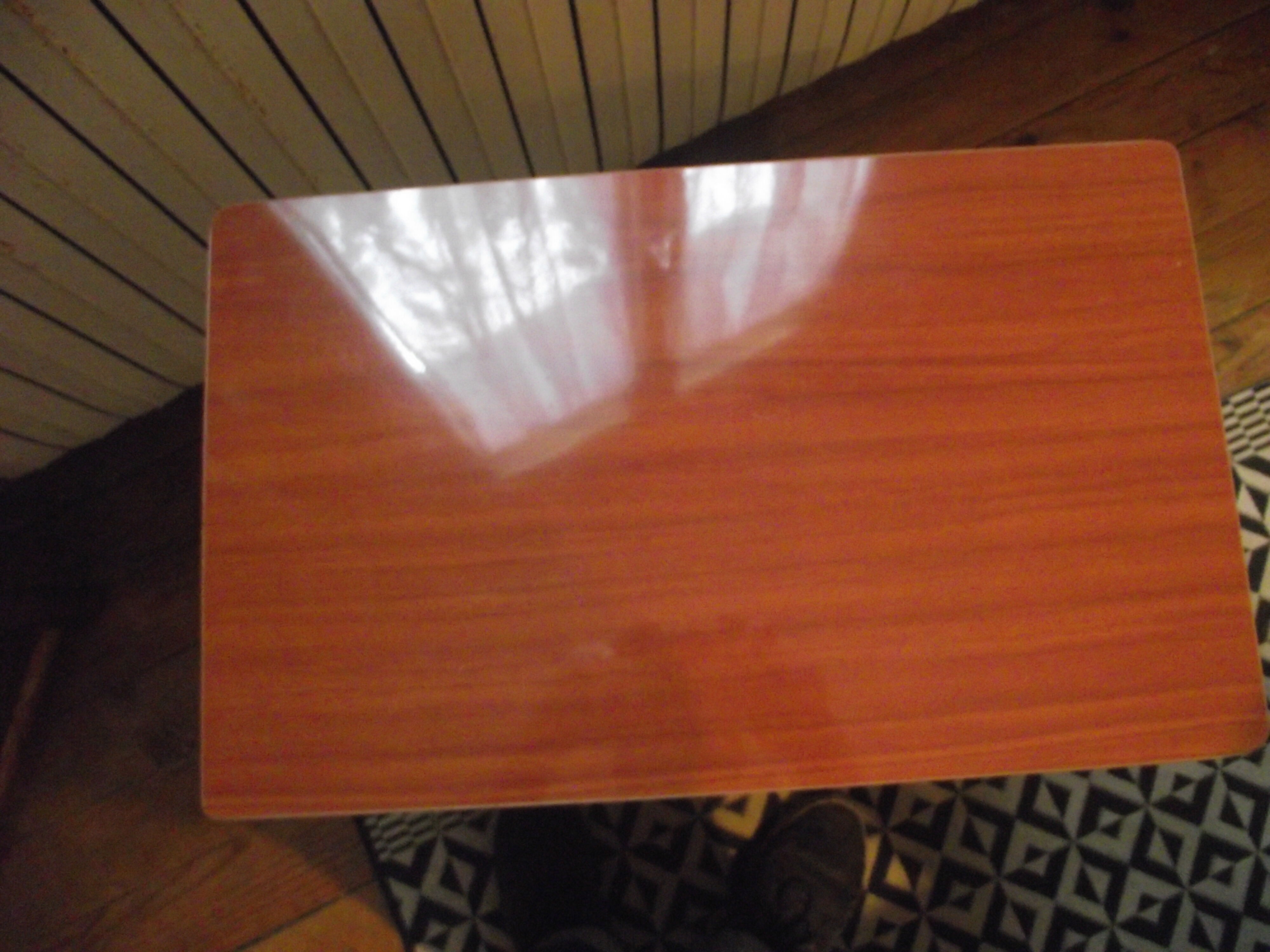 Small side table from the 60s wood and gilded metal.