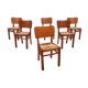 Lot de 6 chaises bois paille 1950