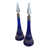 Paire de carafes cobalt
