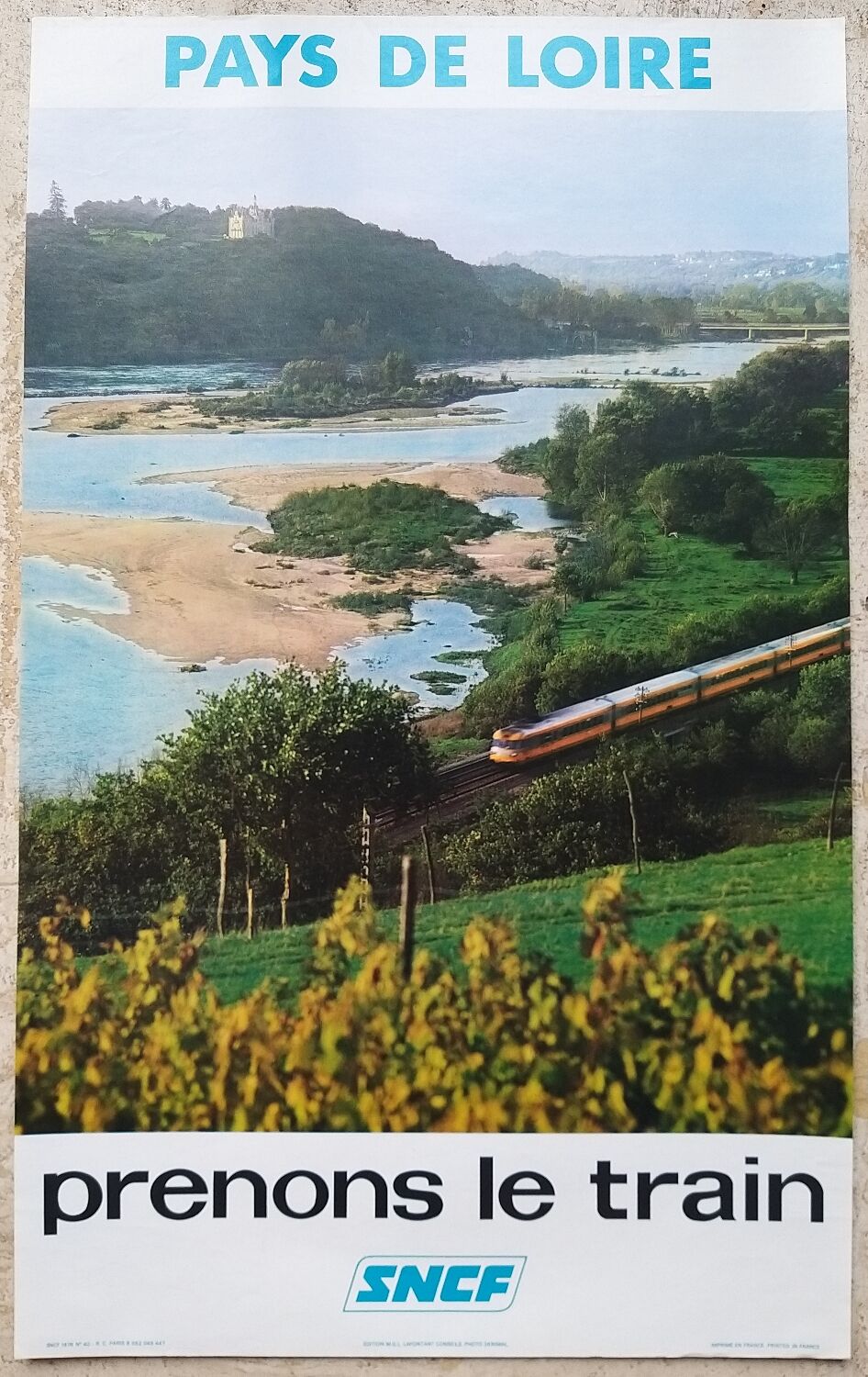 Old poster SNCF Pays de Loire Champtoceaux 1976